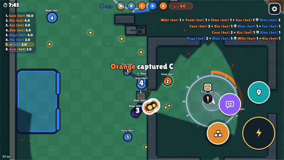 Spielszene aus Shadowline: Orange erobert Zone C
